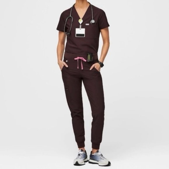 FIGS Women’s High Waisted Zamora Jogger Fionlite Scrub Pants Dark Fig Small Yoga - Picture 1 of 16